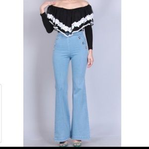 High waist wide leg pants